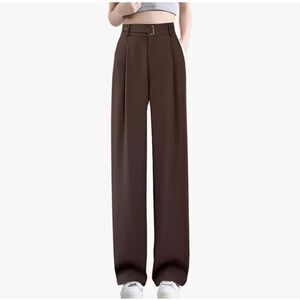 NEW Brown Wide Leg Pants Career Straight Trousers Large